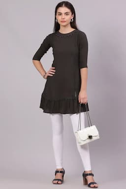 Cotton Blend Solid Top for Women 01981238OLI