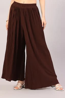 Lycra Solid Flared Palazzo for Women 019813BROFRESIZ