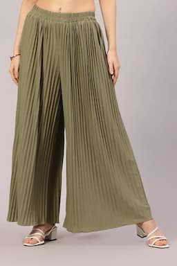Lycra Solid Flared Palazzo for Women 019813GREFRESIZ
