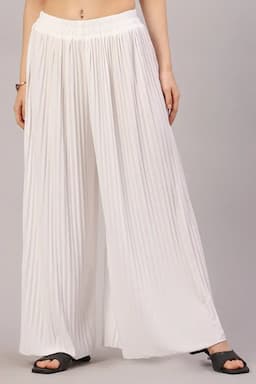 Lycra Solid Flared Palazzo for Women 019813WHIFRESIZ