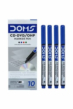 Doms CD-DVD/OHP Marker Pen, Blue - Pack Of 10 020083BLU