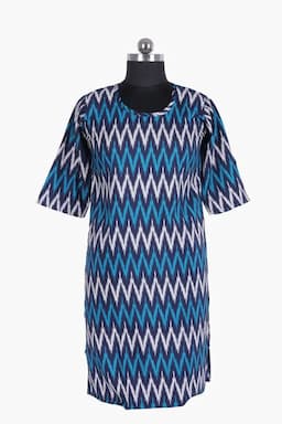Georgette Chevron Printed Kurti for Women 020545XLNAVBLU
