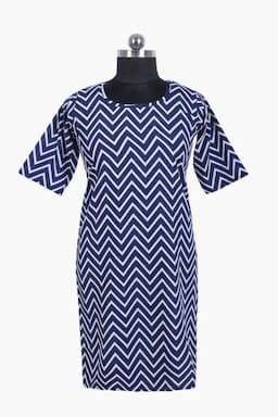 Georgette Chevron Print Kurti for Women 020549MNAVBLU