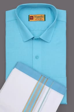 Cotton Shirt with Dhoti Set for Men (2-Pcs Set) 023146BLU44