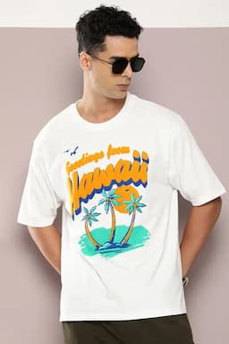 Embossed Print Oversized T-shirt for Men 023266LOFFWHI