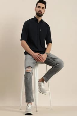 Cotton Casual Shirt for Men 023298NAVBLUS