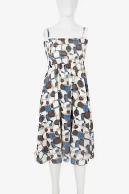 Cotton Blend Printed Fit & Flare dress for Women 023855BLUFRESIZ