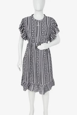 Georgette Geometric Printed Dress for Women 024818BLAXXL