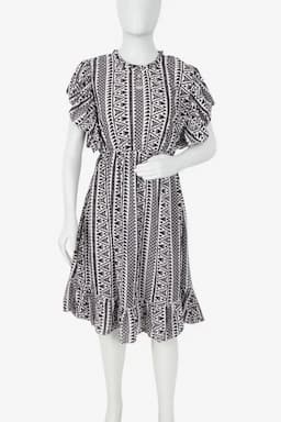 Georgette Geometric Printed Dress for Women 024818OFFWHIXXL