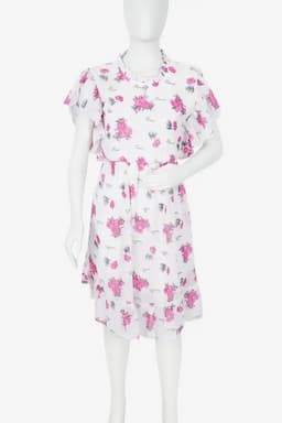 Georgette Floral Printed Western Dress for Women 024824WHIXXL