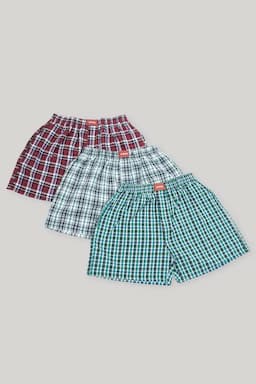 Men's Cotton Checkered Boxers (Pack of 3) 025675MULXXL