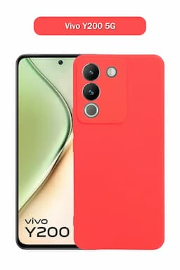 Silicone Solid Soft Back Cover Case for Vivo Y200 5G With Full Body Protection and Camera Protection (Red) 025869VIVY205GRED