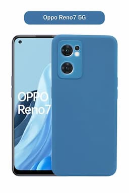 Silicone Solid Soft Back Cover Case for Oppo Reno7 5G With Full Body Protection and Camera Protection (Blue) 025907OPPREN5GBLU