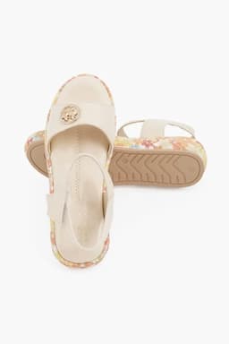 Elegant Floral Printed Velcro Sandals for Girls 0261893BEI