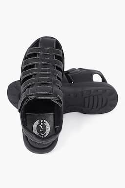 Men's Synthetic Leather Velcro Sandals 0264979BLA