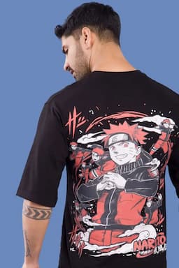 Men's Printed Drop Shoulder T-shirt 026543XLBLA