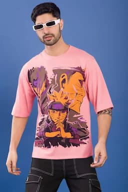 Men's Printed Drop Shoulder T-shirt 026546LPIN