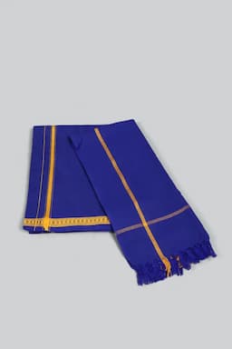 Cotton Dhoti with Towel Set for Men (2-Pcs Set) 026920BLU2MTR