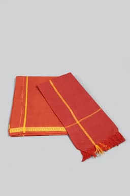 Cotton Dhoti with Towel Set for Men (2-Pcs Set) 026920KAV2MTR