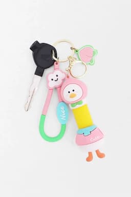 Cute Duck Stretchable Neck Silicone Keychain 027105YELONESIZ