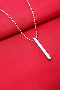 Vertical Bar Pendant Ball Chain for Men 027380SIL22INC