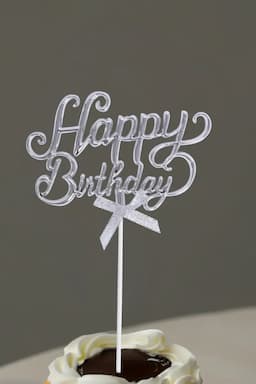 Happy Birthday Cake Topper (Silver) 027593SIL
