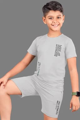 Boy's Printed Cotton T-shirt with Shorts Set 027989LIGGRA910YRS