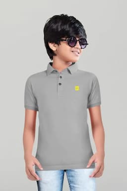 Polyester Solid Half Sleeve T-shirt for Boys 02801278YRSLIGGRE