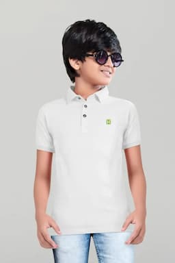 Polyester Solid Half Sleeve T-shirt for Boys 02801278YRSWHI