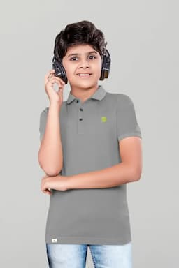 Polyester Solid Half Sleeve T-shirt for Boys 028012910YRSGRE2