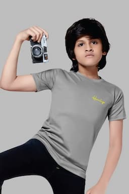 Solid Cotton Round Neck T-shirt for Boys 02801567YRSGRE