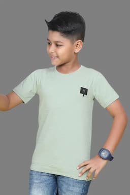 Boy's Cotton Solid Casual T-shirt 028019910YRSGRE