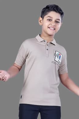 Printed Cotton Polo Neck T-shirt for Boys 02802656YRSBEI