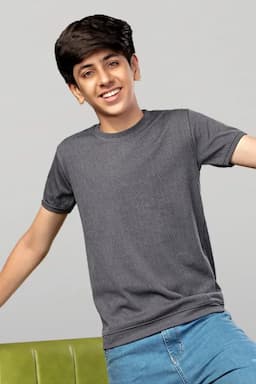 Cotton Self Design T-shirt for Boy 028135910YRSGRE