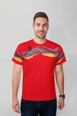 Men's Cotton Printed Casual T-shirts 028152XXLRED