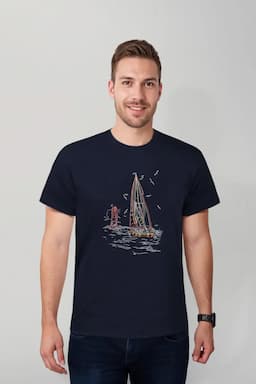 Men's Cotton Printed Casual T-shirt 028201XLNAVBLU