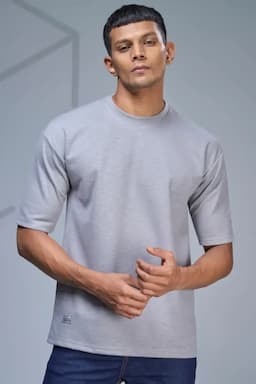 Men's Self Designed Drop Shoulder T-shirt 02820838GRE