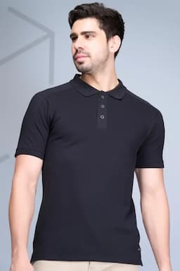 Men's Solid Half Sleeve Polo T-shirt 02822538BLA