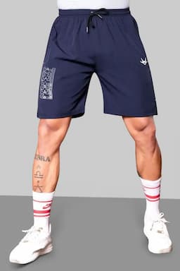 Men's Printed Mid-Rise Shorts 028252NAVBLU3XL