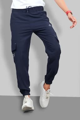 Men's Mid-Rise Regular Fit Joggers 028255NAVBLU2XL