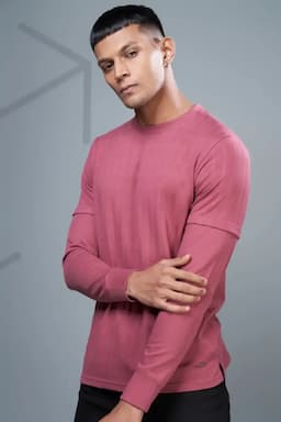 Men's Self Designed Full Sleeve T-shirt 02826342PIN