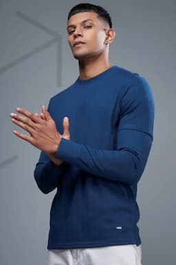 Men's Self Designed Full Sleeve T-shirt 02826342TEA