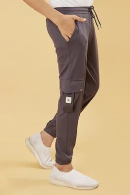 Cotton Blend Mid Rise Joggers for Boys 028271GRE1314YRS2