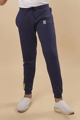Boy's Cotton Printed Joggers 028299NAVBLU910YRS