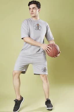 Men's Cotton Embroidered Co-Ord Set 028453LIGGRES
