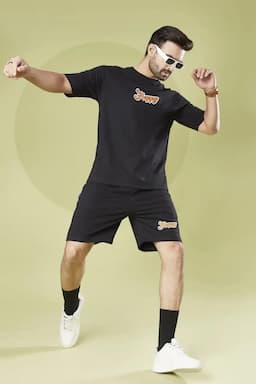 Men's Cotton Embroidered Co-Ord Set 028454BLAM
