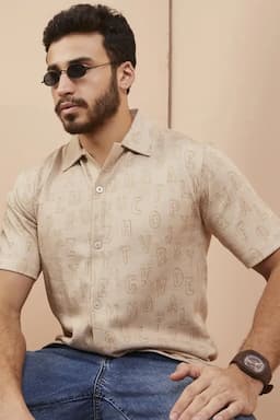 Men's Cotton Typography Print Shirts 028469LIGBROS