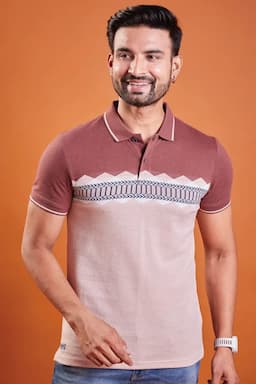 Men's Cotton Printed Polo T-shirt 02847040BRO