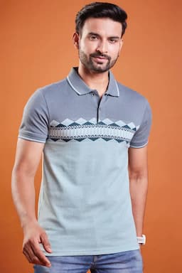 Men's Cotton Printed Polo T-shirt 02847042LIGGRE