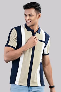 Men's Polo Neck Cotton T-shirt  028541XXLBEI